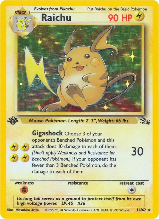 Raichu Holo 14/62 Pokémon Fossil Raw