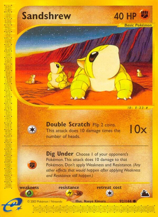 Sandshrew 92/144 Pokémon E-Card Series Skyridge Raw