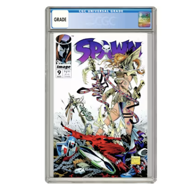 Comic book cover featuring a colorful and dynamic illustration with 'Spawn' branding.