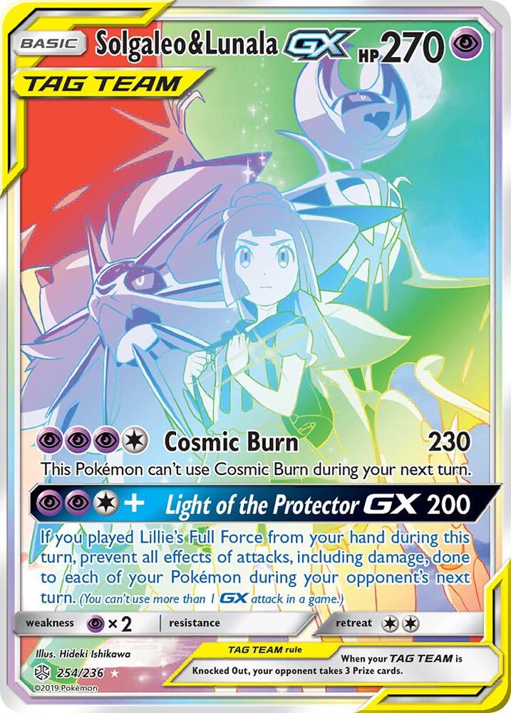 Solgaleo & Lunala GX /236 Pokémon Cosmic Eclipse Raw