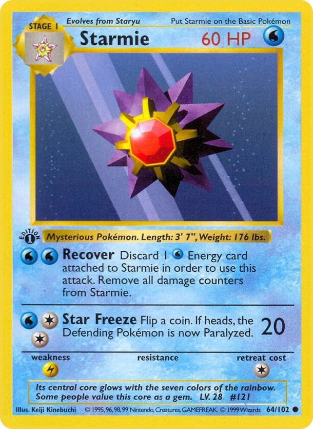 Starmie 64/102 Pokémon Base Set Shadowless Raw