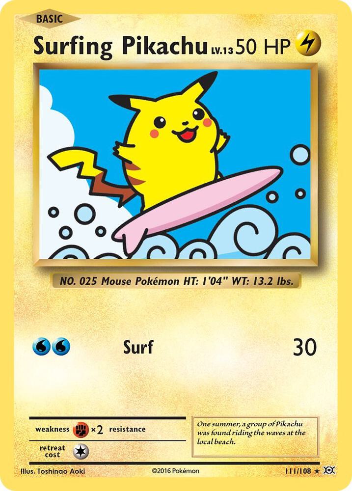 Surfing Pikachu 111/102 Pokémon XY Evolutions Raw