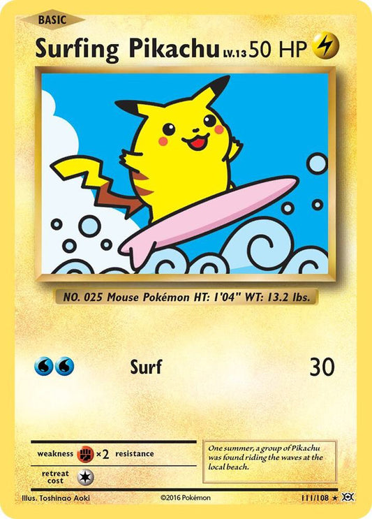 Surfing Pikachu 111/102 Pokémon XY Evolutions Raw