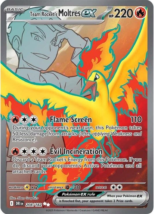 Team Rocket's Moltres 208/182 Pokémon Scarlet & Violet Destined Rivals Raw