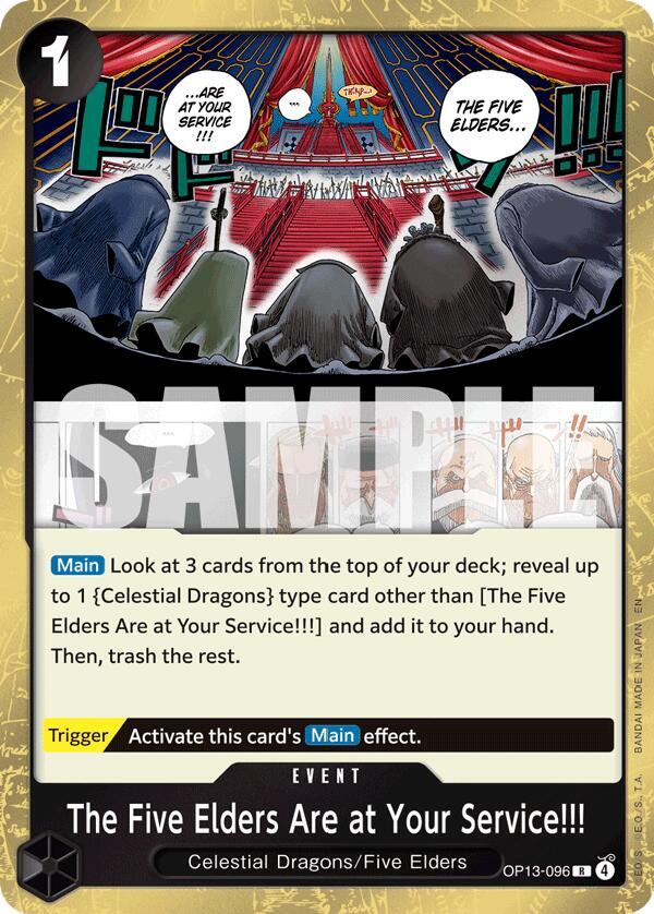 The Five Elders Are At Your Service!!! OP13-096 Carrying on His Will ONE PIECE! Raw