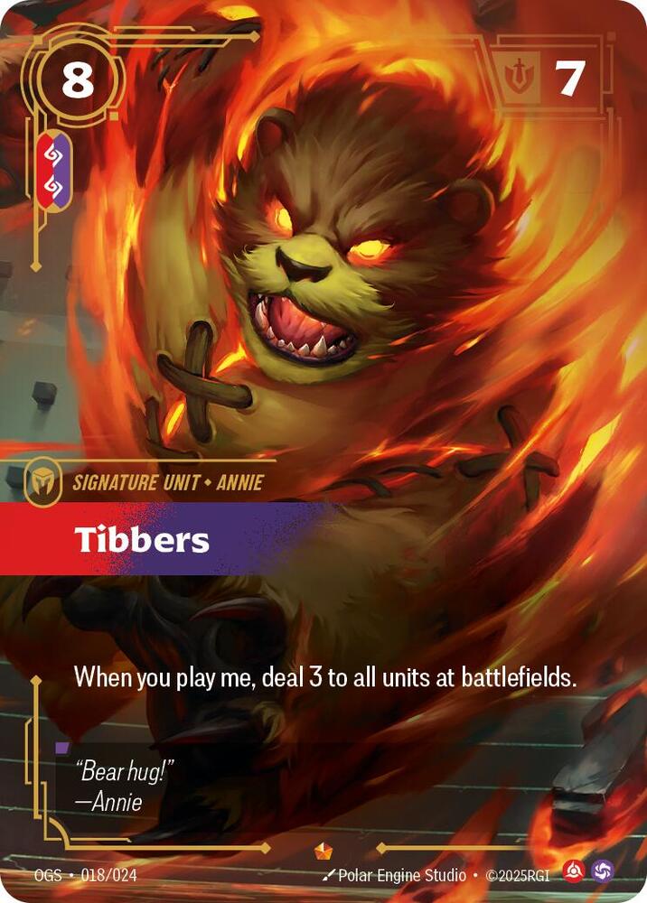 Tibbers 018/024 League of Legends Riftbound Origins: Proving Grounds Raw