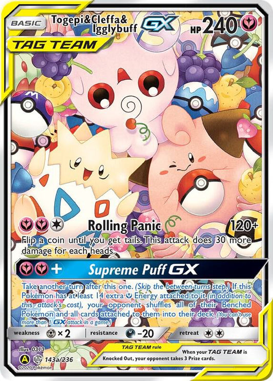 Togepi & Cleffa & Igglybuff GX 143A/236 Pokémon Cosmic Eclipse Raw