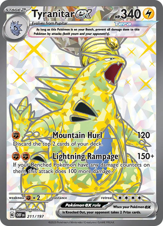 Tyranitar EX 211/197 Pokémon Scarlet & Violet Obsidian Flames Raw
