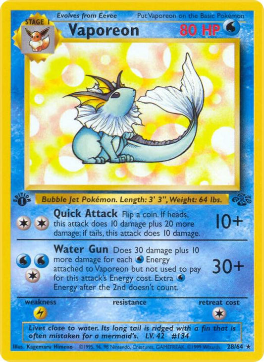 Vaporeon 28/64 Pokémon Jungle Raw