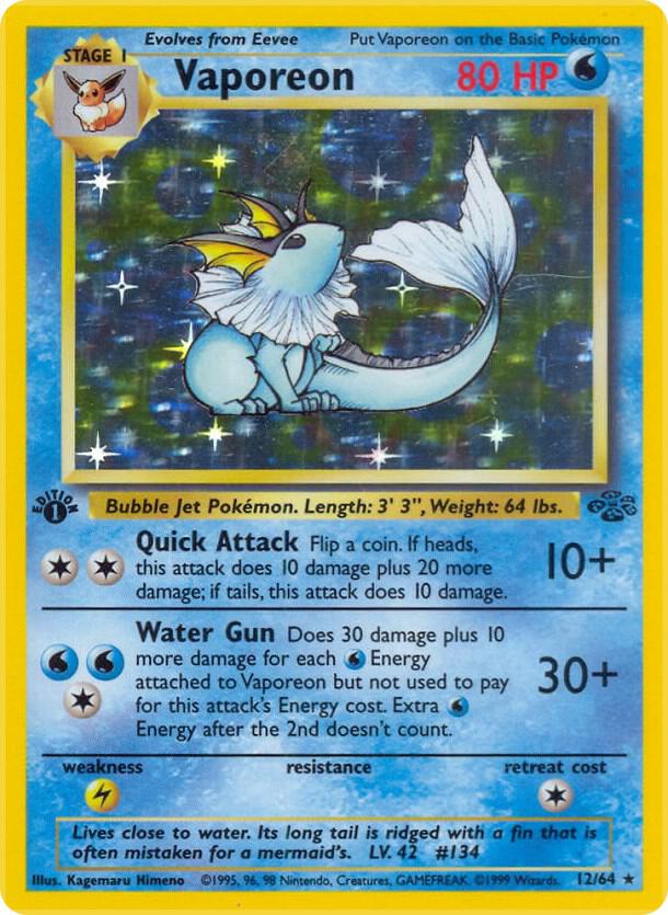 Vaporeon Holo 12/64 Pokémon Jungle Raw