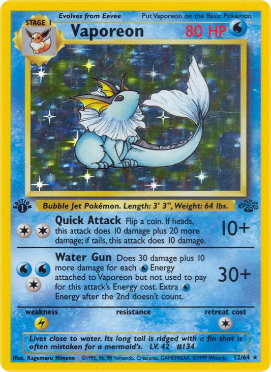 Vaporeon Holo 12/64 Pokémon Jungle Raw