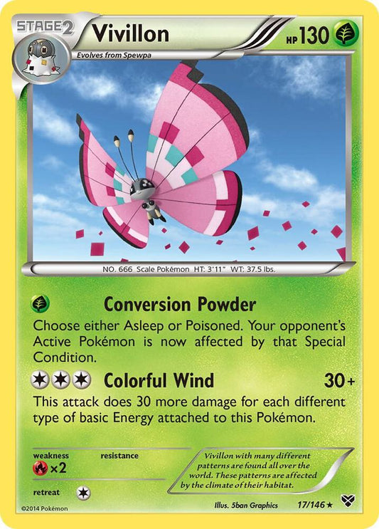 Vivillon Holo (Meadow [Pink) 17/146 XY Base Set Raw