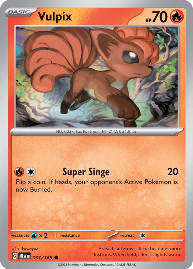 Vulpix Reverse Holo 037/165 Scarlet & Violet 151 Pokémon Raw