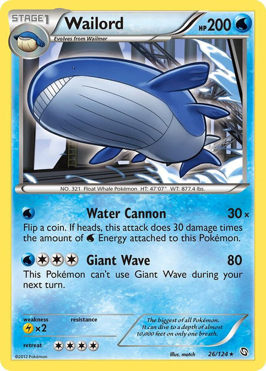 Wailord Holo 26/124 Pokémon Dragons Exalted Raw
