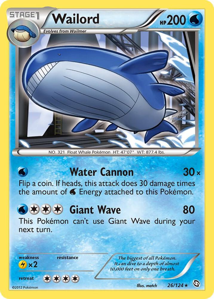 Wailord Reverse Holo 26/124 Pokémon Dragons Exalted Raw