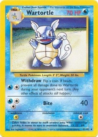 Wartortle 42/102 Pokémon Base Set Unlimited Raw