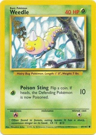 Weedle 69/102 Pokémon Base Set Unlimited Raw