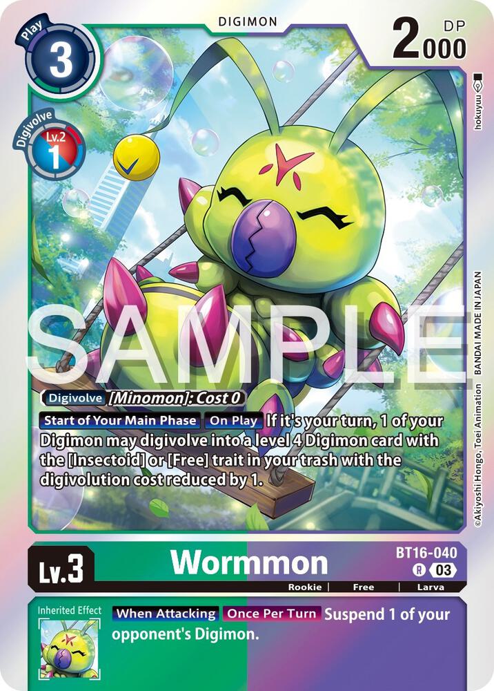 Wormmon Foil Digimon Beginning Observer BT16-040 Raw