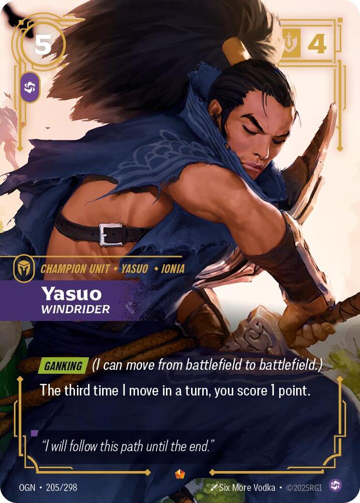 Yasuo Windrider 205/298 League of Legends Riftbound Origins Raw