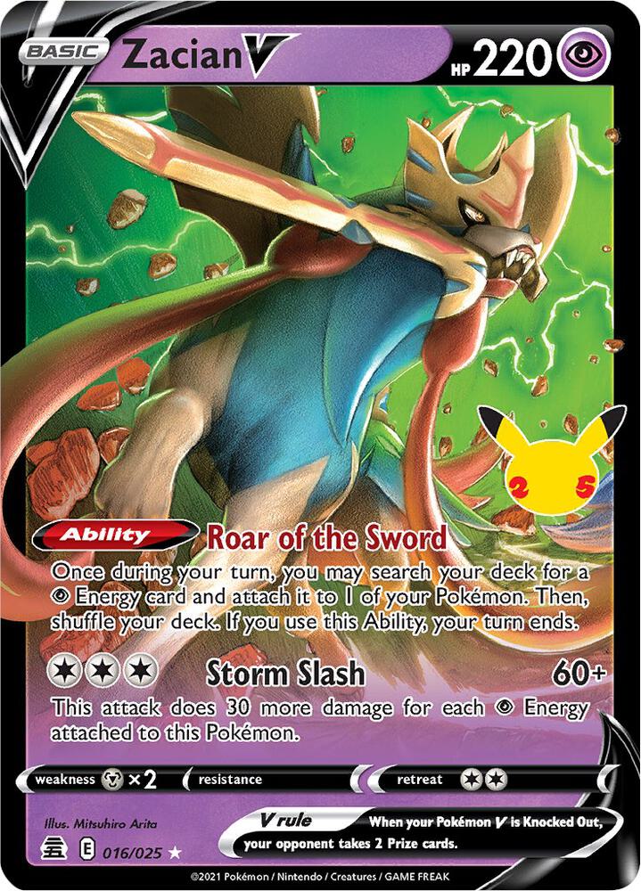 Zacian V 16/25 Pokémon Celebrations Raw
