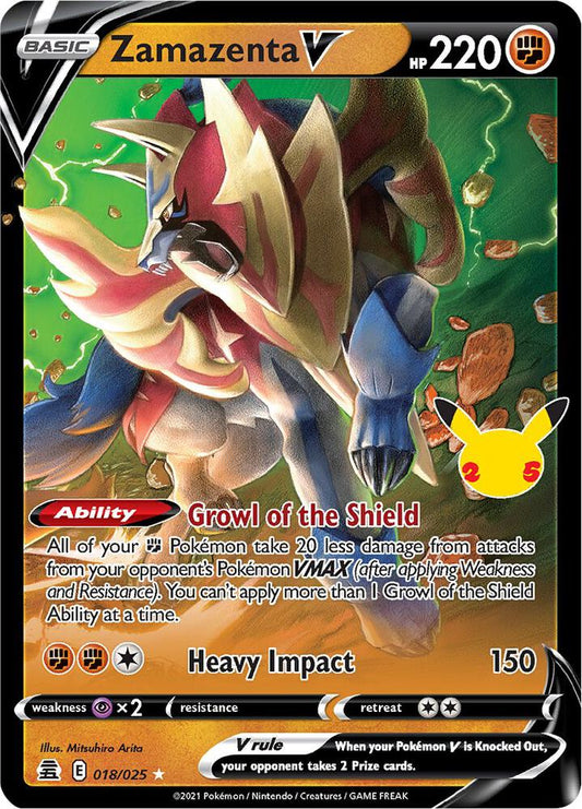 Zamazenta V 18/25 Pokémon Celebrations Raw